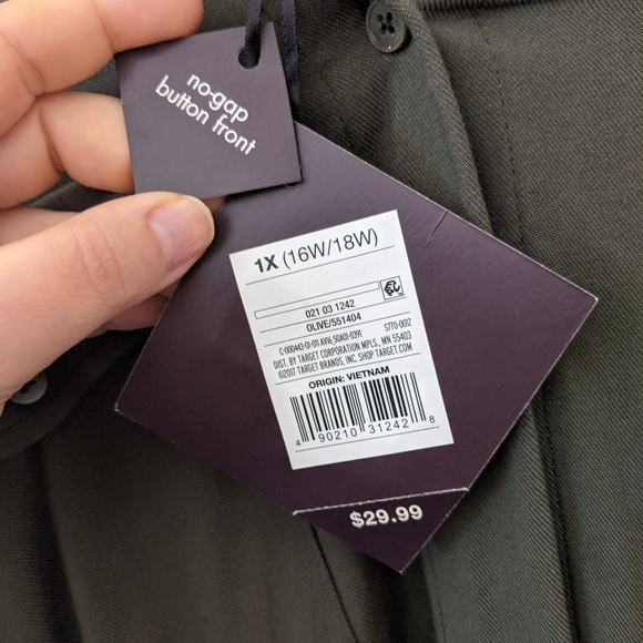 Ava & Viv Plus Size Green Button Down Shirt Dress - 1X - Picture 11 of 11